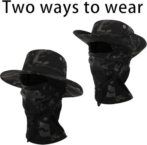 Men Camo Sun Hat Neck Mask Balaclava Set Sun Protection Boonie Fishing Hat Hiking Cycling Outdoor Sport Windproof in Saudi Arabia