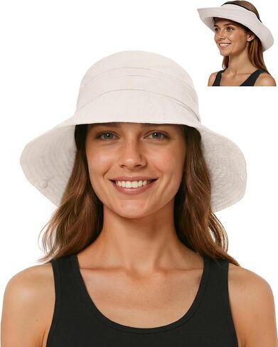 Senker Fashion Sun Hats for Women Men, Waterproof Packable 2 in 1 UV Protection Sunhat for Summer Hiking Outdoor Garden in Saudi Arabia