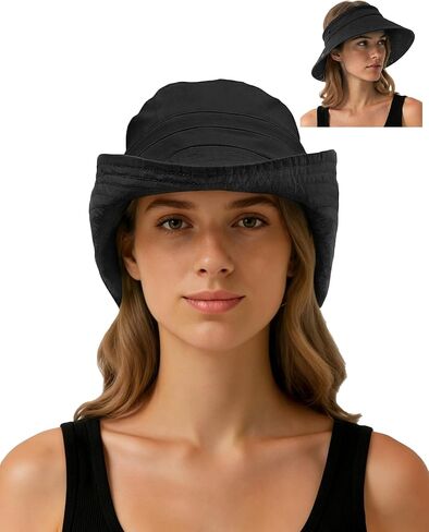 Senker Fashion Sun Hats for Women Men, Waterproof Packable 2 in 1 UV Protection Sunhat for Summer Hiking Outdoor Garden in Saudi Arabia