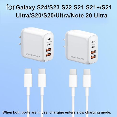 40W USB C Wall Charger with 4FT Cable, 4-Port, PD Power Adapter + QC Wall Plug Multiport Type C Charging Block Cube, for i Phone 17/16/15/14/13 (2A+2C-2) in Saudi Arabia