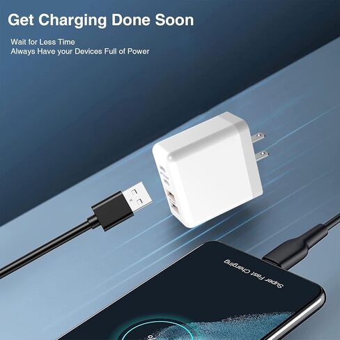 40W USB C Wall Charger with 4FT Cable, 4-Port, PD Power Adapter + QC Wall Plug Multiport Type C Charging Block Cube, for i Phone 17/16/15/14/13 (2A+2C-2) in Saudi Arabia