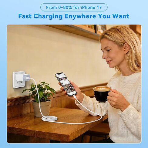 USB C Fast Charger for iPhone 17 16 15 Pro Max Charger Fast Charging,2Pack 40W USB C Wall Charger Block with 4FT + 6FT Type C Cable Cord for iPhone 17/17 Pro/17 Pro Max/Air/16/16 Pro Max/15/15 Plus in Saudi Arabia
