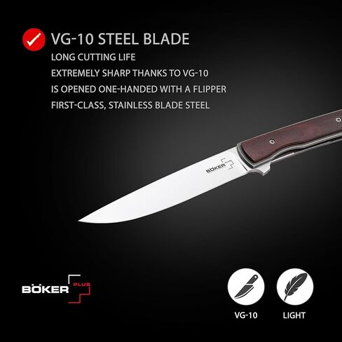 Boker Plus® Urban Trapper Gentleman - سكين جيب Gentleman بشفرة VG-10 - سكين مجلد بمقبض خشبي cocobolo - سكين جيب صغير للرجال مع مشبك in Kuwait
