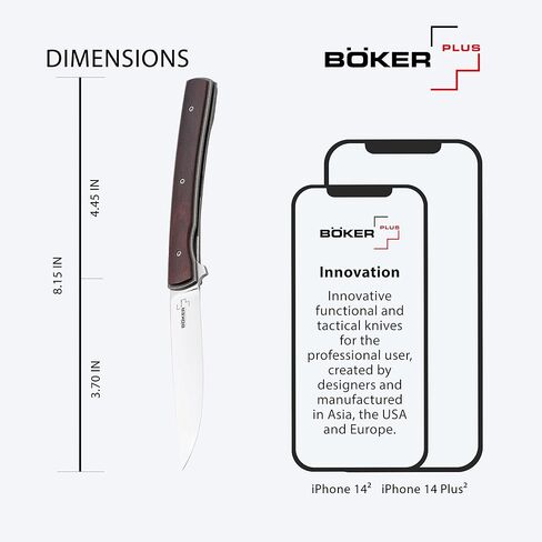 Boker Plus® Urban Trapper Gentleman - سكين جيب Gentleman بشفرة VG-10 - سكين مجلد بمقبض خشبي cocobolo - سكين جيب صغير للرجال مع مشبك in Kuwait