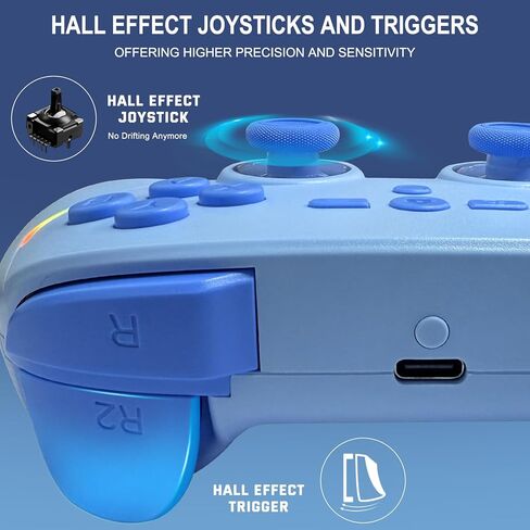 Joso Mobile Gaming Controller, Wireless Game Controller for iPad/Tablet/iPhone/Android/Switch/Switch 2/Lite/OLED/PC, Handheld Gamepad with Hall Effect Joysticks/Triggers/6-Axis Gyro - Blue in Saudi Arabia