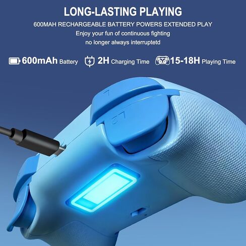 Joso Mobile Gaming Controller, Wireless Game Controller for iPad/Tablet/iPhone/Android/Switch/Switch 2/Lite/OLED/PC, Handheld Gamepad with Hall Effect Joysticks/Triggers/6-Axis Gyro - Blue in Saudi Arabia
