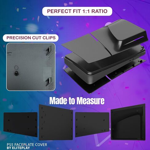 لوحة حماية سوداء رفيعة من ElitePlay لملحقات PS5 لجهاز PlayStation 5 Slim Model Disc Edition in Kuwait
