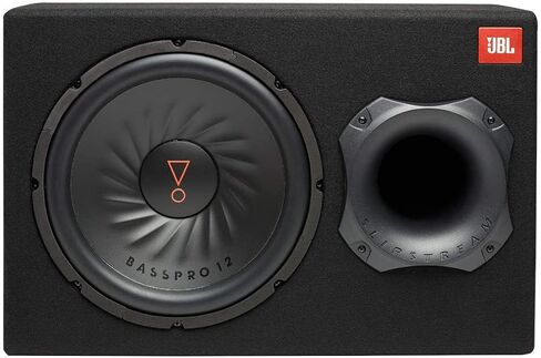 JBL SUBBP12AM - 450 وات (150 وات RMS) 12 بوصة مضخمة 12 بوصة. مضخم صوت مستدير مع تحكم في المستوى الفرعي وباس خالٍ من التشويه مع حزمة حامل هاتف مغناطيسي الجاذبية in Saudi Arabia