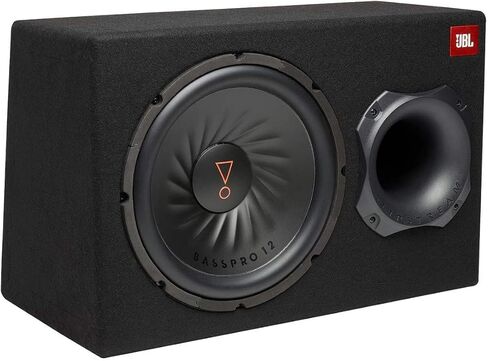 JBL SUBBP12AM - 450 وات (150 وات RMS) 12 بوصة مضخمة 12 بوصة. مضخم صوت مستدير مع تحكم في المستوى الفرعي وباس خالٍ من التشويه مع حزمة حامل هاتف مغناطيسي الجاذبية in Saudi Arabia