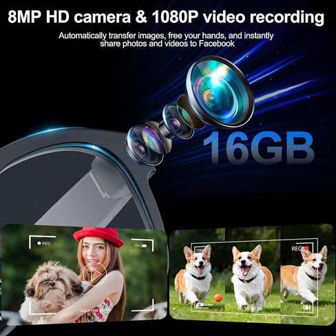 AI Smart Glasses with Camera, 8MP HD Camera Glasses, 1080P Video & Photo Recording Glasses with Voice Assistant, AI Object Recognition & Translation, Photochromic Lens, Bluetooth for Travel/Work/Vlog in Saudi Arabia