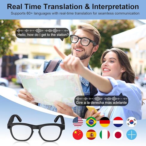 AI Smart Glasses with Camera, 8MP HD Camera Glasses, 1080P Video & Photo Recording Glasses with Voice Assistant, AI Object Recognition & Translation, Photochromic Lens, Bluetooth for Travel/Work/Vlog in Saudi Arabia