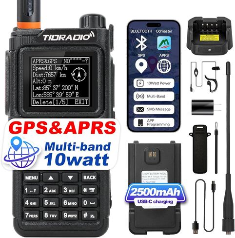 TIDRADIO TD-H9 10Watt GPS&APRS Ham Radio Multi-Band;Capable of Bluetooth Connectivity; Wireless Programming; Frequency Spectrum Analysis;SMS Message Text; NOAA Weather Receiver Handheld Two Way Radio in Saudi Arabia