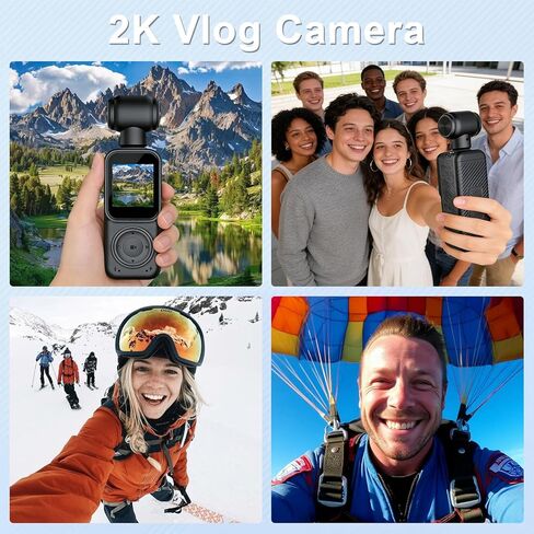 كاميرا 2K Vlog، كاميرا الجسم مع التحكم في التطبيق، كاميرا الجيب مع عمر بطارية يصل إلى 8 ساعات، كاميرات POV المحمولة للرياضات الخارجية والسفر in Kuwait