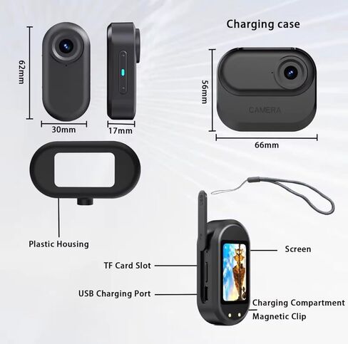 Waterproof Magnetic Mini Body Action Camera, Included 128GB, Hands Free, Wearable Thumb 2.7k HD Camera with Magnetic Clip and Necklace Mount for Traveling, Pet Walking and Outdoors Activities in Saudi Arabia