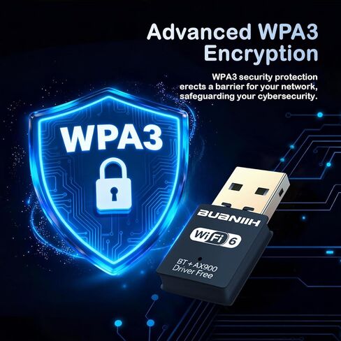 محول واي فاي USB، واي فاي وبلوتوث 2 في 1 محول واي فاي للكمبيوتر المكتبي، شبكة لاسلكية 900 ميجا بايت في الثانية بنطاق مزدوج 2.4 جيجا هرتز/5 جيجا هرتز، التوصيل والتشغيل، متوافق مع الكمبيوتر الشخصي/الكمبيوتر المحمول/سطح المكتب، يدعم Win10/11 in Kuwait