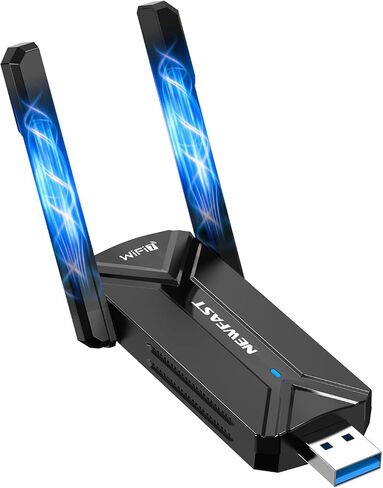 محول NEWFAST BE6500 USB WiFi 7 للكمبيوتر المكتبي NF-U373، محول شبكة لاسلكي ثلاثي النطاق بسرعة 6 جيجا هرتز، 2 × هوائيات عالية الكسب، 4K-QAM، 160 ميجا هرتز، WPA3، دونجل WiFi لاسلكي يدعم Windows 11/10 in Kuwait