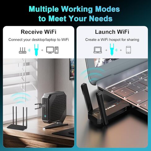 محول NEWFAST BE6500 USB WiFi 7 للكمبيوتر المكتبي NF-U373، محول شبكة لاسلكي ثلاثي النطاق بسرعة 6 جيجا هرتز، 2 × هوائيات عالية الكسب، 4K-QAM، 160 ميجا هرتز، WPA3، دونجل WiFi لاسلكي يدعم Windows 11/10 in Kuwait