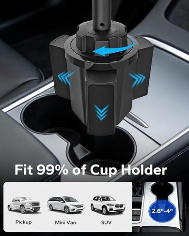 GDZN Car Cup Holder Tablet Mount, 16.5" Height Aluminum Arm with 360° Full Range Rotation, Cup Holder Tablet Holder for Pickup Truck SUV RV, Fits 4.7-15.6" iPad Pro, Air Mini, Galaxy Tab, Phones in Saudi Arabia