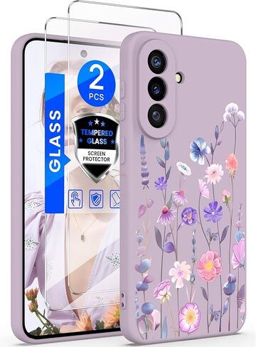 حافظة Yucenx لهاتف Samsung Galaxy A37 Florals مع واقيات شاشة 2X، غطاء واقٍ مضاد للصدمات من السيليكون السائل الناعم للفتيات والنساء لهاتف Galaxy A37 (ملون) in Kuwait