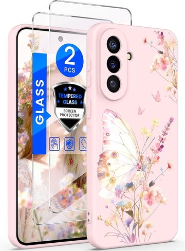 حافظة Yucenx لهاتف Samsung Galaxy A37 Florals مع واقيات شاشة 2X، غطاء واقٍ مضاد للصدمات من السيليكون السائل الناعم للفتيات والنساء لهاتف Galaxy A37 (ملون) in Kuwait