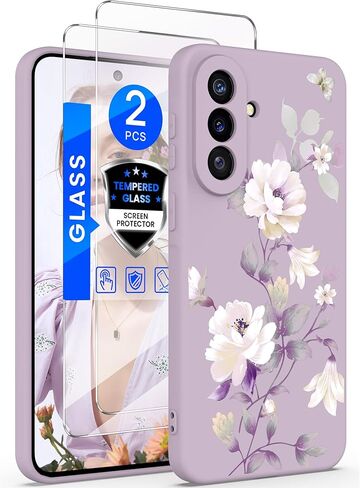 حافظة Yucenx لهاتف Samsung Galaxy A37 Florals مع واقيات شاشة 2X، غطاء واقٍ مضاد للصدمات من السيليكون السائل الناعم للفتيات والنساء لهاتف Galaxy A37 (ملون) in Kuwait