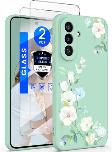 حافظة Yucenx لهاتف Samsung Galaxy A37 Florals مع واقيات شاشة 2X، غطاء واقٍ مضاد للصدمات من السيليكون السائل الناعم للفتيات والنساء لهاتف Galaxy A37 (ملون) in Kuwait