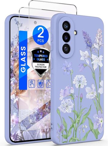 حافظة Yucenx لهاتف Samsung Galaxy A37 Florals مع واقيات شاشة 2X، غطاء واقٍ مضاد للصدمات من السيليكون السائل الناعم للفتيات والنساء لهاتف Galaxy A37 (ملون) in Kuwait