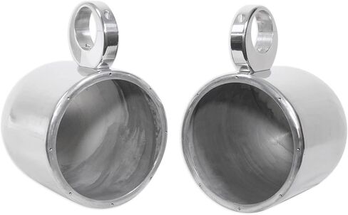 Rockville RKL80MB Bundle: Pair 8-in 900-Watt Peak / 450-Watt RMS 2-Way Black Marine Boat Speakers with LEDs, Pair 7.7-in Polished Silver Aluminum Wakeboard Speaker Enclosures, 2-Items in Saudi Arabia
