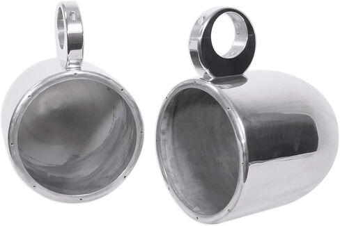 Rockville RKL80MB Bundle: Pair 8-in 900-Watt Peak / 450-Watt RMS 2-Way Black Marine Boat Speakers with LEDs, Pair 7.7-in Polished Silver Aluminum Wakeboard Speaker Enclosures, 2-Items in Saudi Arabia
