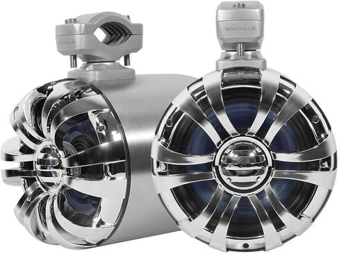 Rockville WB65 600W Peak/300W RMS 6.5 in Marine Wakeboard Tower Speakers 4 Ohm, Stainless Steel Enclosure, 360° Swivel Brackets, Waterproof, UV Resistant, for Boats and Powersports, 4-Piece in Saudi Arabia
