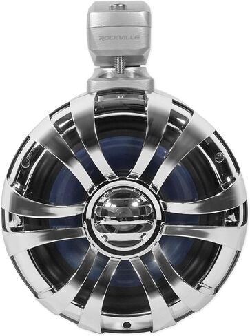 Rockville WB65 600W Peak/300W RMS 6.5 in Marine Wakeboard Tower Speakers 4 Ohm, Stainless Steel Enclosure, 360° Swivel Brackets, Waterproof, UV Resistant, for Boats and Powersports, 4-Piece in Saudi Arabia