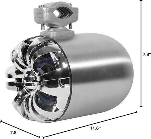 Rockville WB65 600W Peak/300W RMS 6.5 in Marine Wakeboard Tower Speakers 4 Ohm, Stainless Steel Enclosure, 360° Swivel Brackets, Waterproof, UV Resistant, for Boats and Powersports, 4-Piece in Saudi Arabia