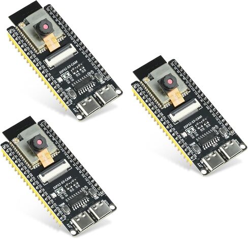 3 قطع لوحة تطوير ESP32-S3-CAM مع كاميرا OV3660، وحدة ESP32-S3-WROOM N16R8 مع واجهة مزدوجة من النوع C تدعم Wi-Fi وBluetooth MCU Microcontroller لإنترنت الأشياء، DIY ومشروع الذكاء الاصطناعي in Kuwait