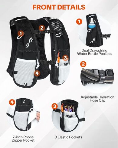 Sportneer Hydration Backpack: Lightweight Water Pack with 1.5L Bladder, Hydro Water Daypack for Running Hiking Biking Cycling for Women Men in Saudi Arabia