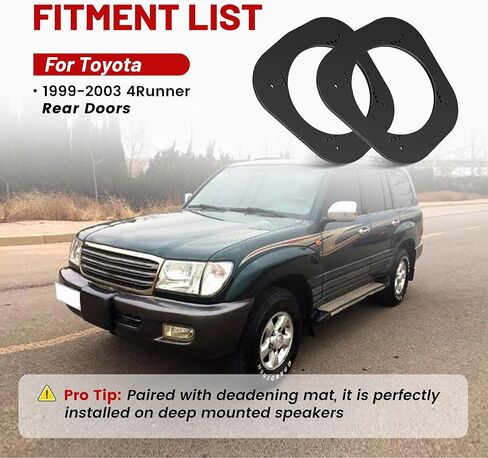 RED WOLF 5 1/4" Rear Car Door Speaker Adapter Kit Fit for 1996-2002 Toyota 4Runner Install 5.25" Aftermarket Audio Speaker Spacer Ring Mounting Bracket, Black Solid PE Plastic 1 Pair in Saudi Arabia