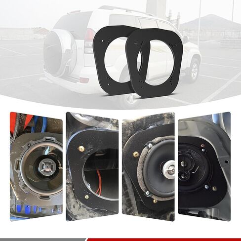RED WOLF 5 1/4" Rear Car Door Speaker Adapter Kit Fit for 1996-2002 Toyota 4Runner Install 5.25" Aftermarket Audio Speaker Spacer Ring Mounting Bracket, Black Solid PE Plastic 1 Pair in Saudi Arabia