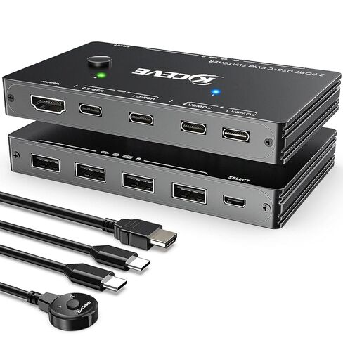KVM Switch 4 Monitors 4 Computers HDMI + DisplayPort, KCEVE DP KVM Switcher with Audio Jack, 8K@30Hz/4k@144Hz for 4 PC Share 4 Display and 4 USB 3.0 Devices in Saudi Arabia