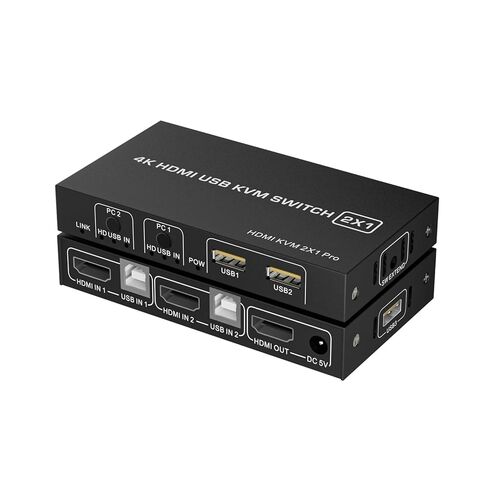 HDMI+Displayport KVM Switch 2 Monitors 2 Computers, 4K@60HZ Dual Monitors KVM Switcher for 2 PC/Laptops Share Mouse Keyboard and 2 Screens,with 4 USB3.0 Ports, Wired Controller,Power Adapters in Saudi Arabia