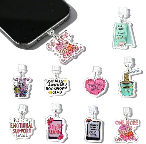 9Pcs Dust Plug Charm for E-Reader, About Funny Theme Charging Port Pendant Plug Cover Compatible with Type C/USB C, Gift for Phone Women Men Book Lover Students Teachers Friends in Saudi Arabia