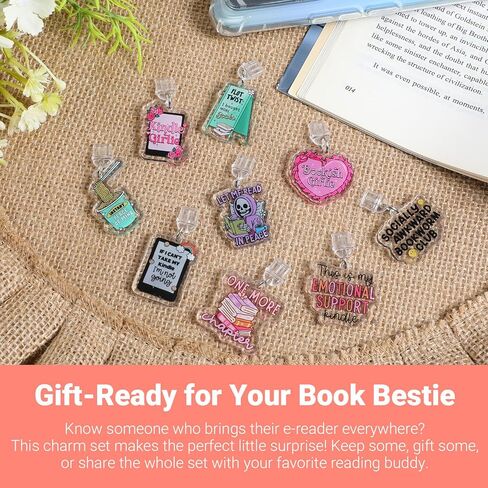 9Pcs Dust Plug Charm for E-Reader, About Funny Theme Charging Port Pendant Plug Cover Compatible with Type C/USB C, Gift for Phone Women Men Book Lover Students Teachers Friends in Saudi Arabia
