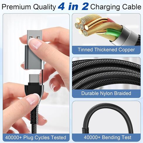 100W 4-in-2 Charging Cable: 10ft USB-C Cord (100W/10W), Includes MFi Magnetic Apple Watch Charger Compatible with iPhone 17/16/15, iPad, MacBook, Galaxy S24/S23 in Saudi Arabia