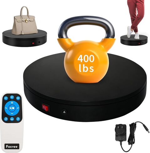 Remote-Controlled Motorized Turntable,Motorized Rotating Display Stand,Speed-Adjustable Rotating Platform,Multi-Mode 360° Photography Turntable for 3D Scan,Photography,Showcase(12.6inch/Black) in Saudi Arabia