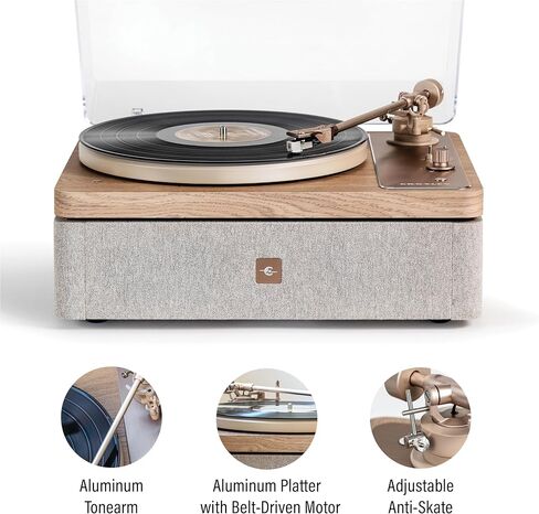Crosley E100A-NALG 2-Speed Record Player Turntable, VibrationBlock Technology, Dual-Platform Suspension, Natural in Saudi Arabia