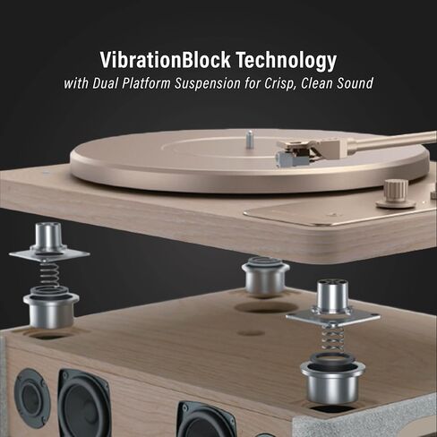 Crosley E100A-NALG 2-Speed Record Player Turntable, VibrationBlock Technology, Dual-Platform Suspension, Natural in Saudi Arabia