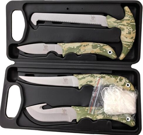 CATCHRO Hunting Knife Set 4 PCS Deer Gutting Kit with Bone Saw, Skinning Knife & Gut Hook Knife – Outdoor Knife Set with Gloves & Case, Survival Knife, Hunting Gear, Camping Hunting Accessories, Outdoor Gifts for Men in Saudi Arabia