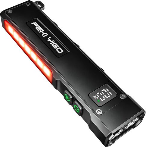 Feki Yigo Flat EDC Flashlight Rechargeable 1800 Lumens - Pocket Flashlight with 365nm UV Light, RGB Modes, Magnetic Base, Digital Display, IPX4 Waterproof for Camping, Emergency, Mechanics (Orange) in Saudi Arabia