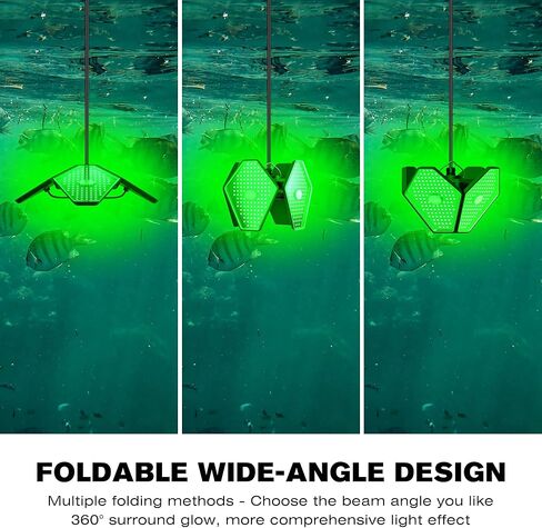 Goldlife Underwater Fishing Light 110V with 50ft Cable, 400W 40000LM Foldable GFCI Safety Plug Brightness Green LED Light Attractants for Docks/Boats/Kayaks, IP69K Rated for Fresh & Salt Water in Saudi Arabia