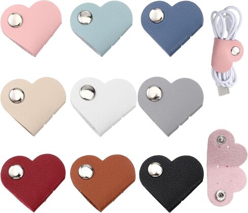 9 Pcs Heart Cord Organizer, Leather Cord Organizer Portable Pu Leathers Cable Organizers Leather Cable Management Storage Straps Earbud Data Cords Protector Headphones for Headphones, Charging Cables in Saudi Arabia