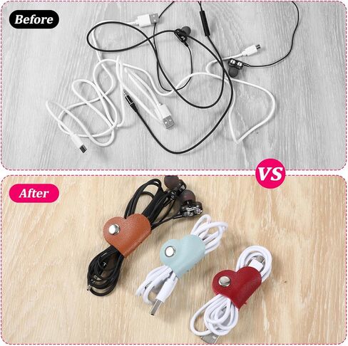9 Pcs Heart Cord Organizer, Leather Cord Organizer Portable Pu Leathers Cable Organizers Leather Cable Management Storage Straps Earbud Data Cords Protector Headphones for Headphones, Charging Cables in Saudi Arabia
