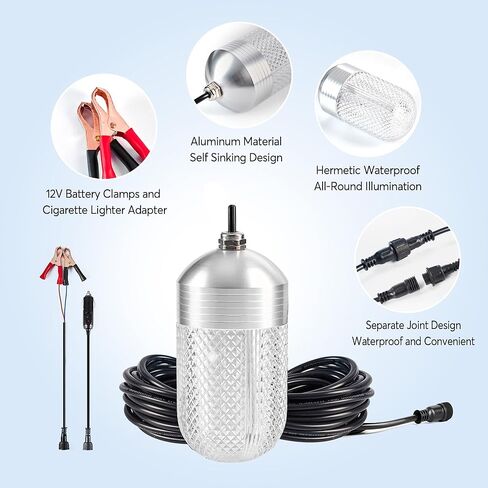 Underwater Fishing Light 70W 9000LM Green Light for Fishing IP68 12V High Brightness Fish Attracting Light for Docks, Boats or Kayaks,26ft Cable in Saudi Arabia